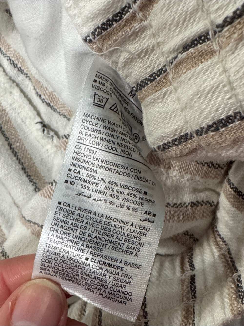 Old Navy Striped Drawstring Athletic Shorts - Cream & Brown linen - Picture 3 of 3